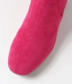 Outlet Midas Shoes Checker Hot Pink Stretch Microsuede Ankle Boots