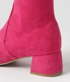Outlet Midas Shoes Checker Hot Pink Stretch Microsuede Ankle Boots