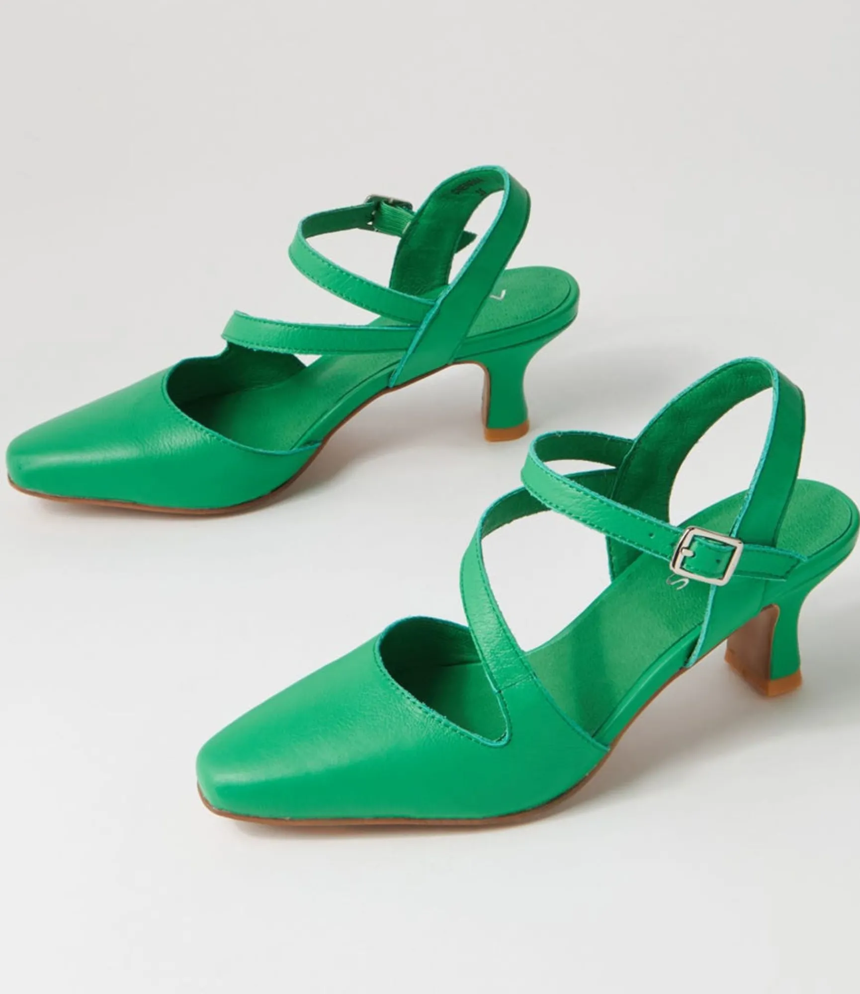 Cheap Midas Shoes Cherissa Bright Emerald Leather Heels