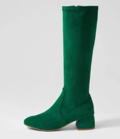 Best Midas Shoes Chevon Emerald Stretch Microsuede Knee High Boots