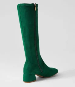 Best Midas Shoes Chevon Emerald Stretch Microsuede Knee High Boots