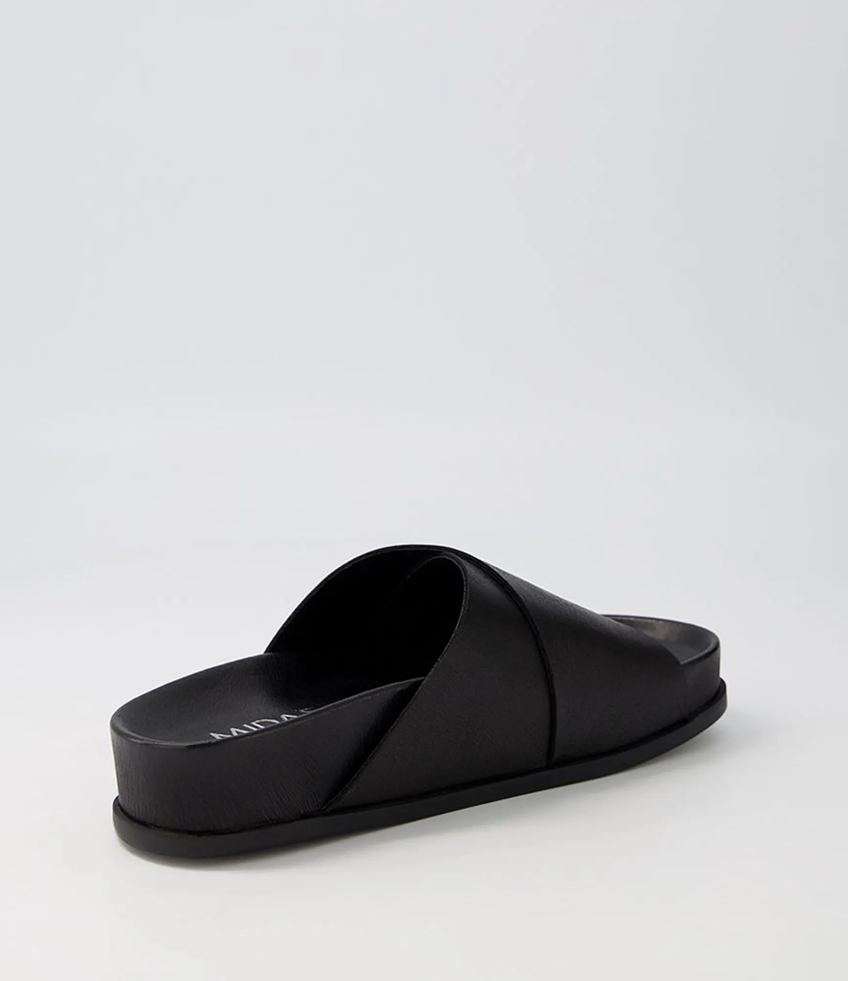 New Midas Shoes Cori Black Leather Slides