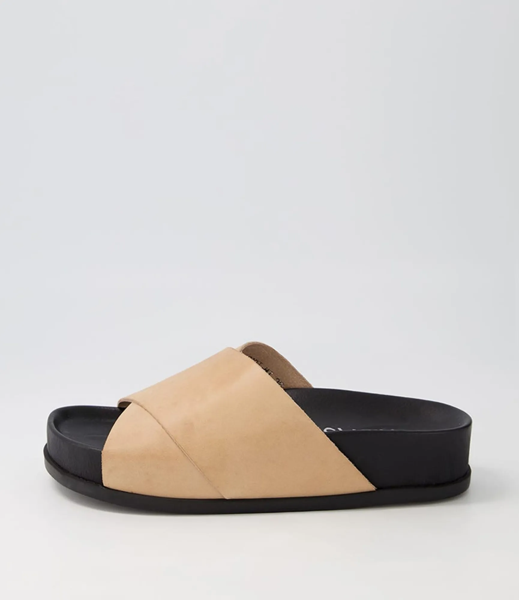 Clearance Midas Shoes Cori Nude Black Leather Slides