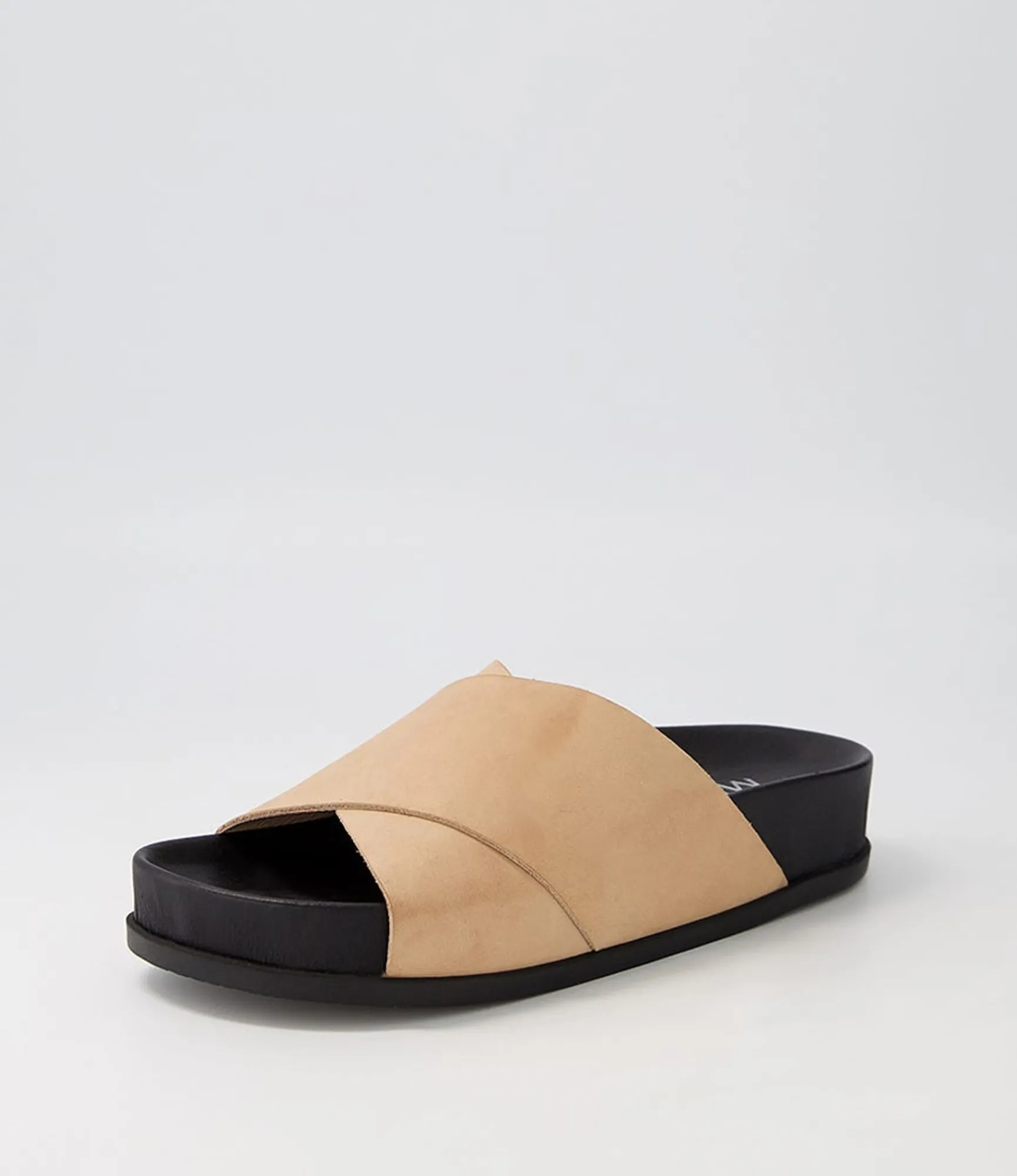 Clearance Midas Shoes Cori Nude Black Leather Slides