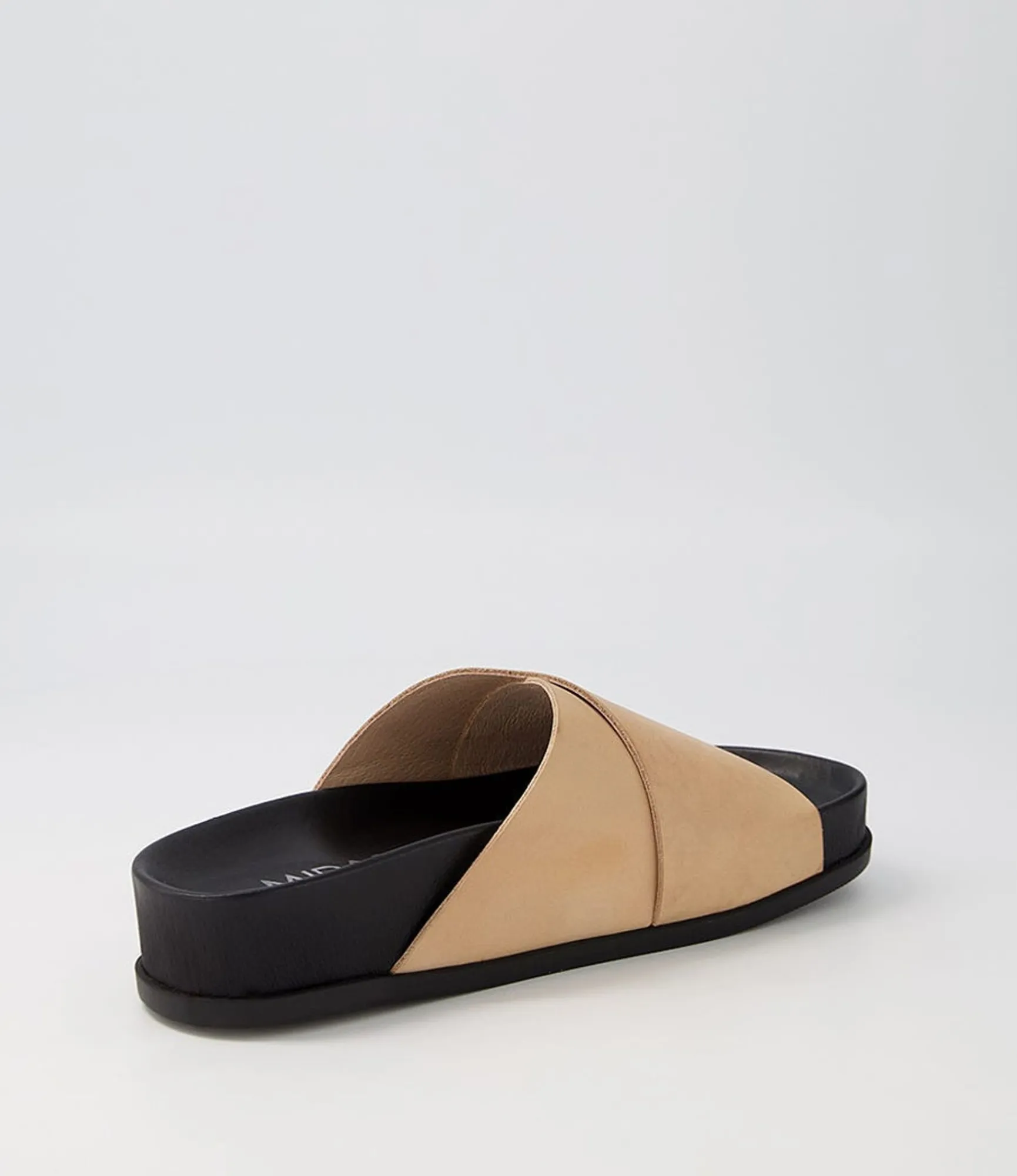 Clearance Midas Shoes Cori Nude Black Leather Slides