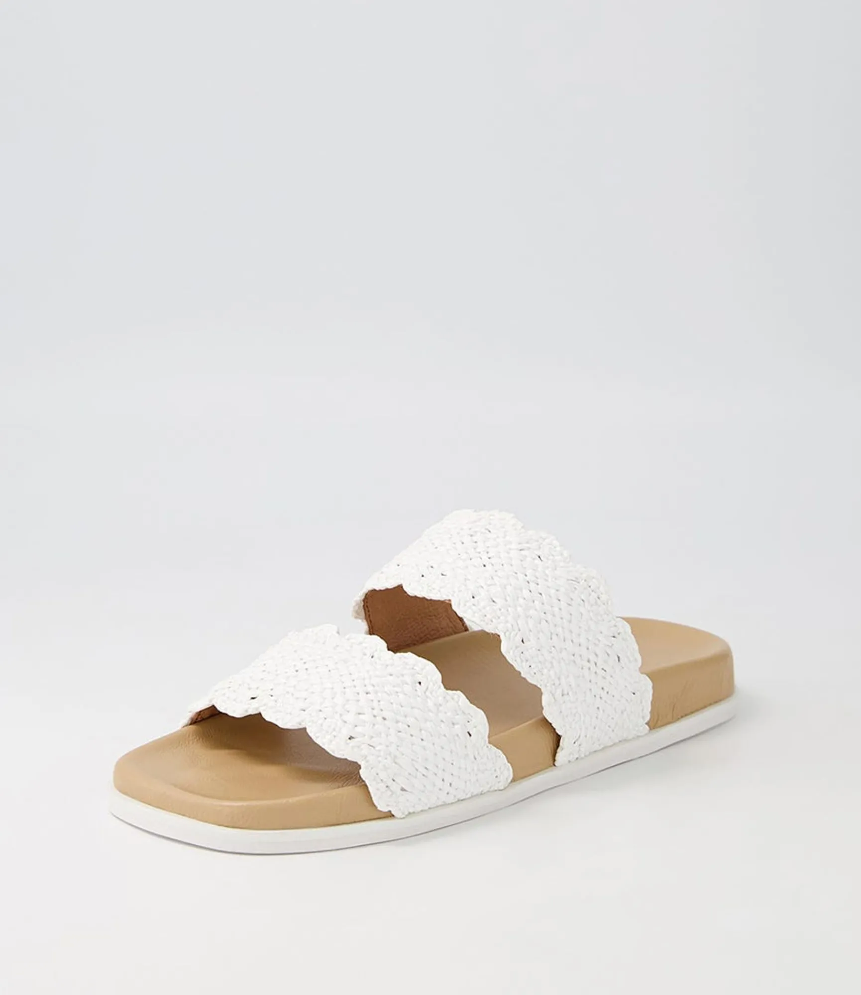 Cheap Midas Shoes Daintee White Fabric Slides