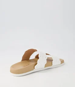 Cheap Midas Shoes Daintee White Fabric Slides