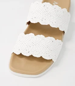 Cheap Midas Shoes Daintee White Fabric Slides