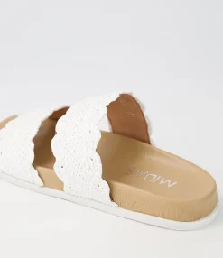Cheap Midas Shoes Daintee White Fabric Slides