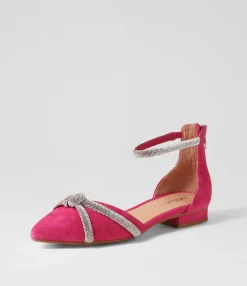 Online Midas Shoes Dallace Fuchsia Suede Flat Shoes