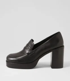 Fashion Midas Shoes Danille Black Leather Heels
