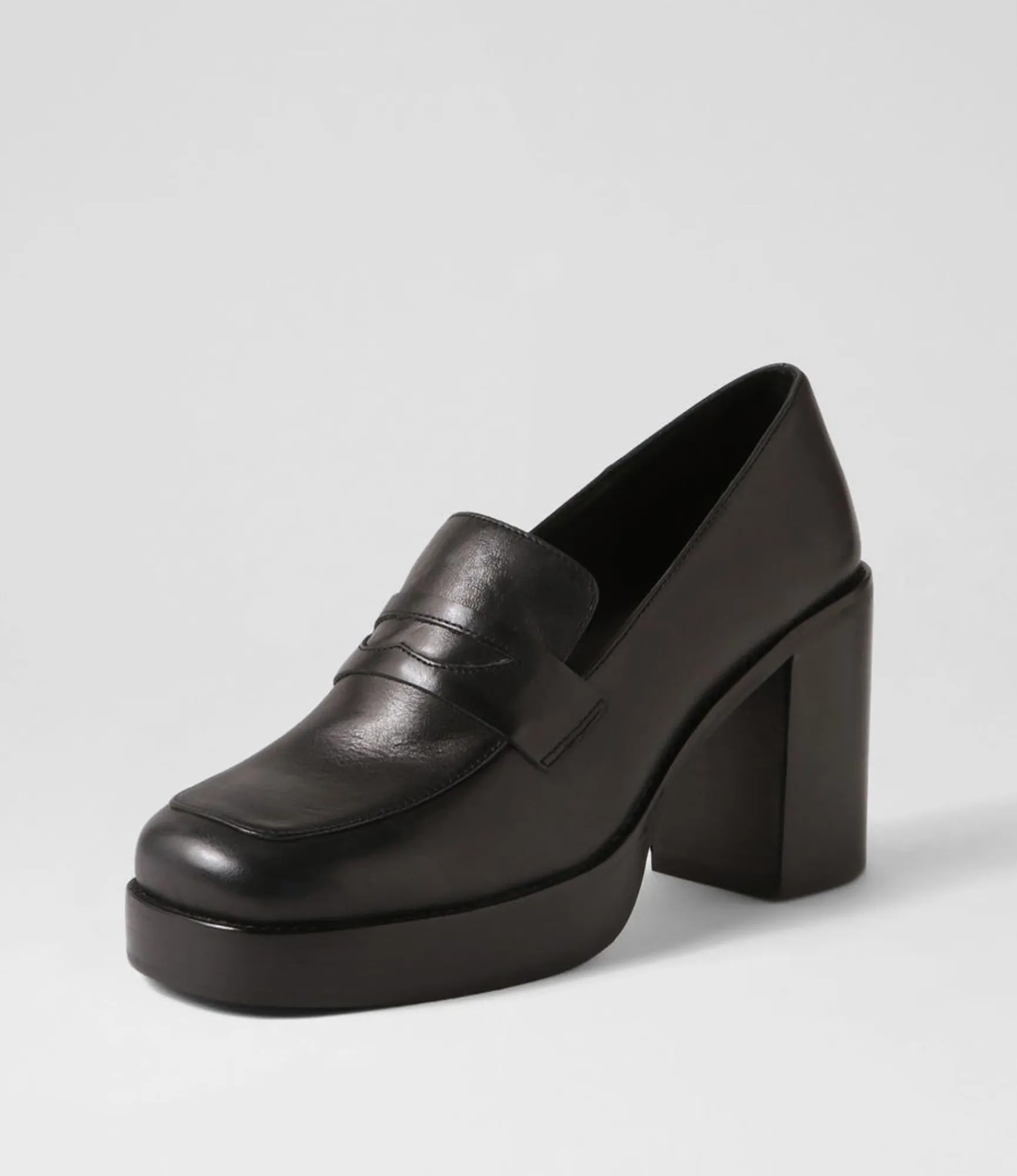 Fashion Midas Shoes Danille Black Leather Heels