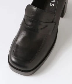 Fashion Midas Shoes Danille Black Leather Heels