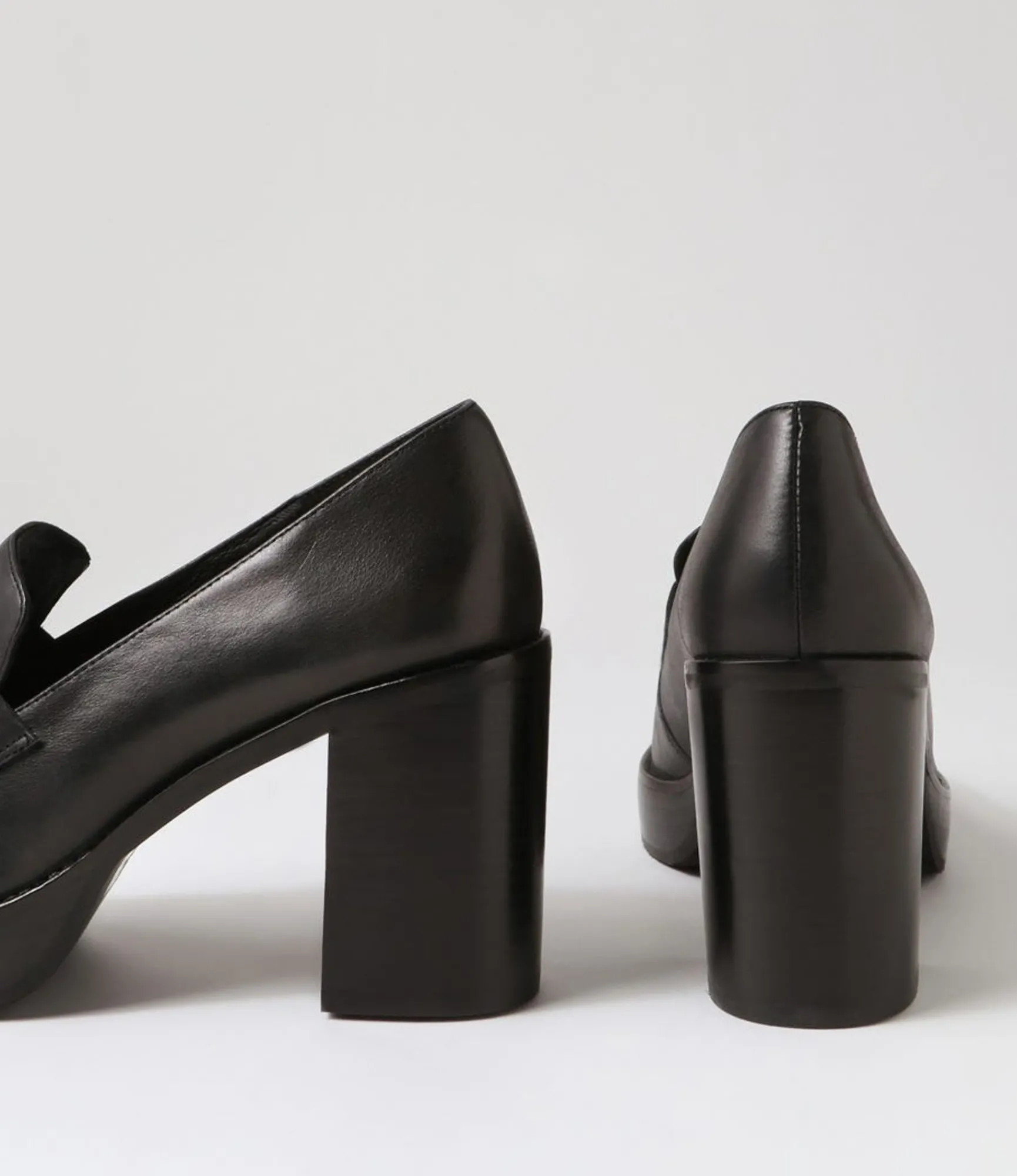Fashion Midas Shoes Danille Black Leather Heels