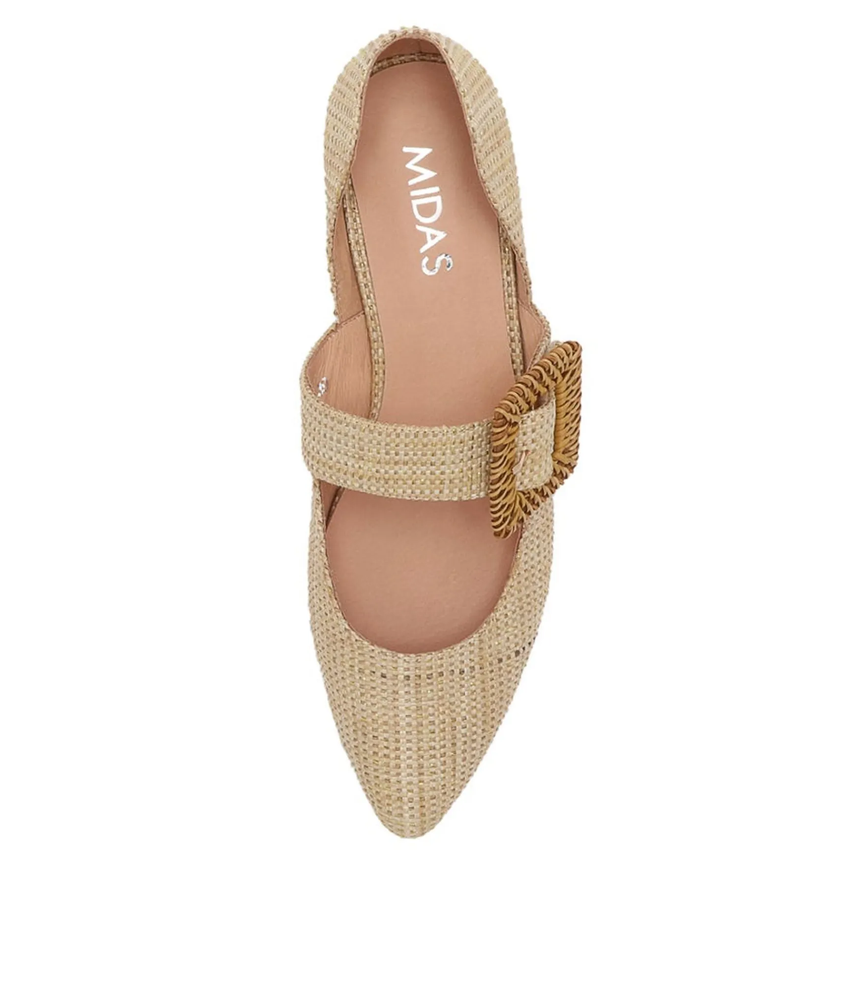 Discount Midas Shoes Daphni Natural Metallic Woven Flat Shoes