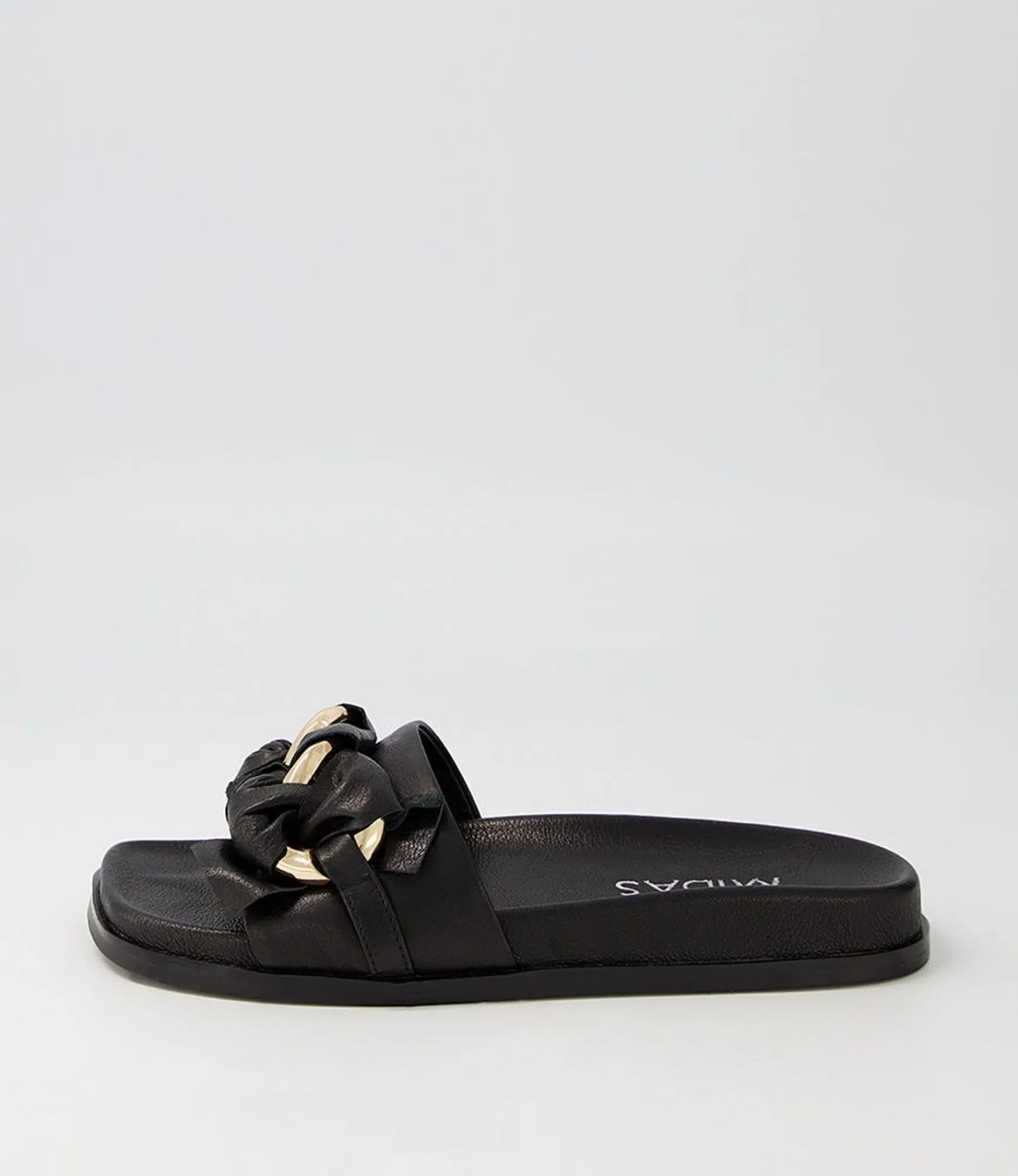 Flash Sale Midas Shoes Daquiri Black Leather Slides