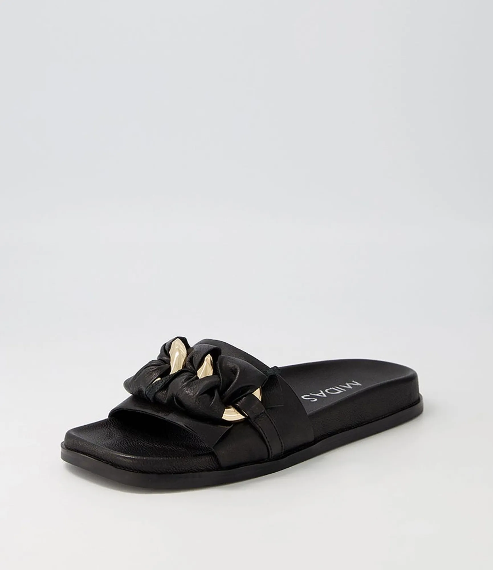 Flash Sale Midas Shoes Daquiri Black Leather Slides