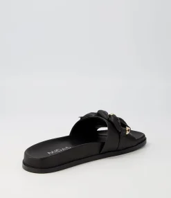 Flash Sale Midas Shoes Daquiri Black Leather Slides