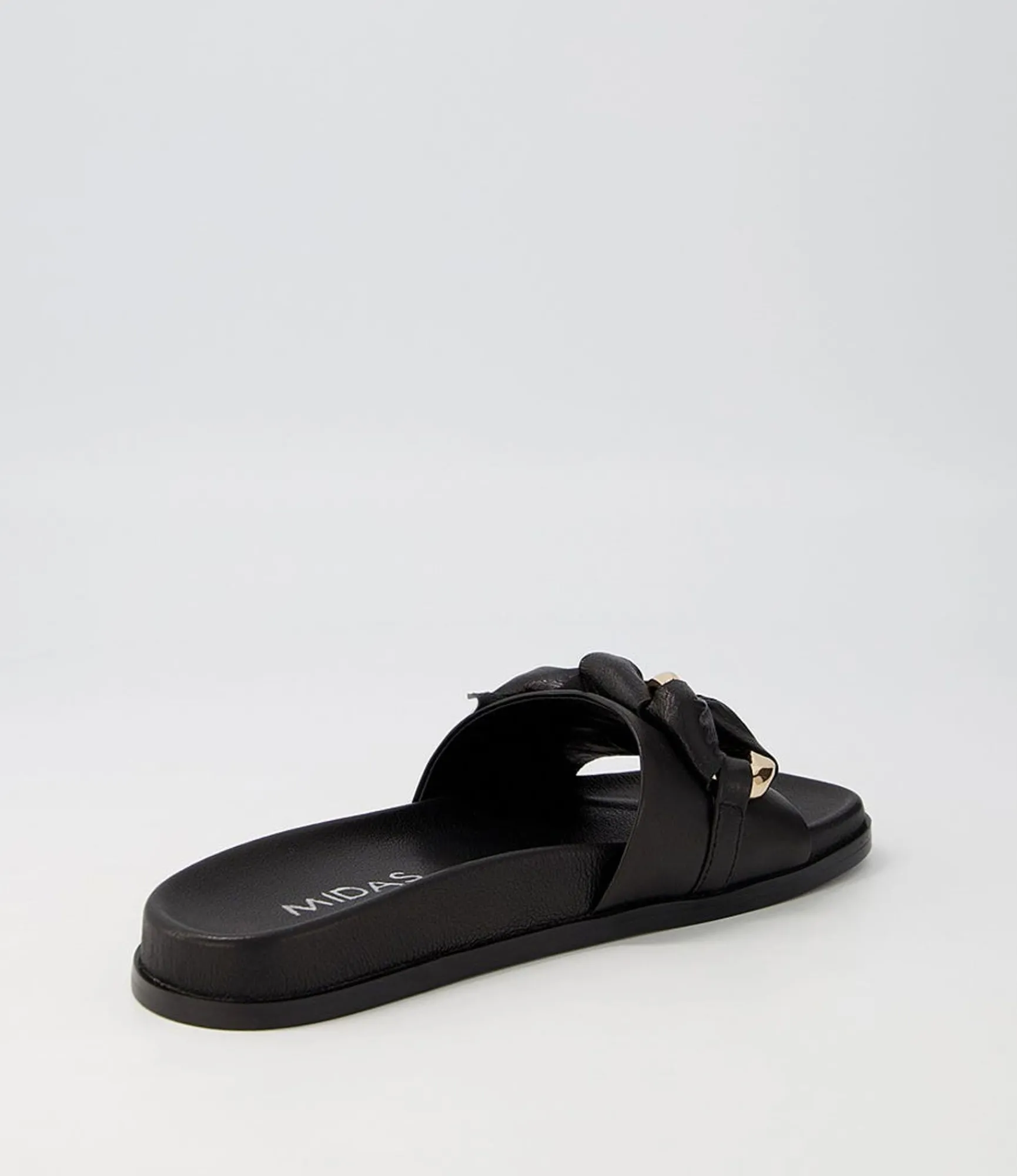 Flash Sale Midas Shoes Daquiri Black Leather Slides