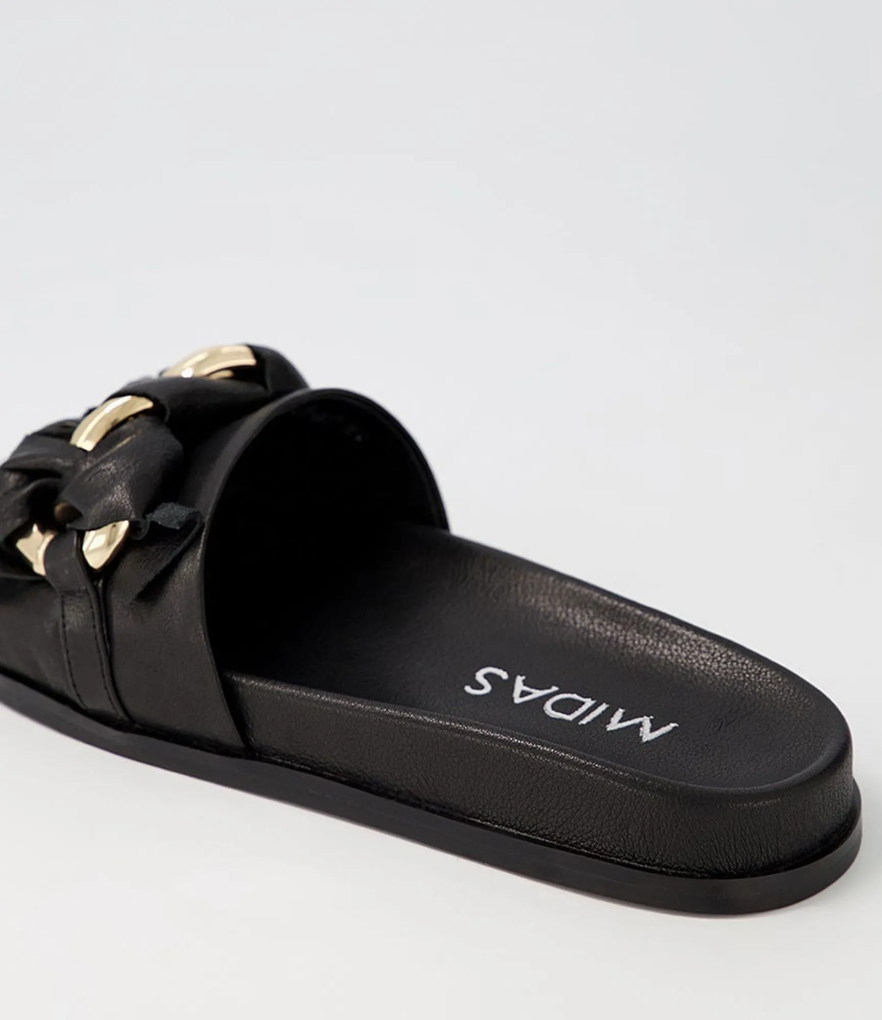 Flash Sale Midas Shoes Daquiri Black Leather Slides
