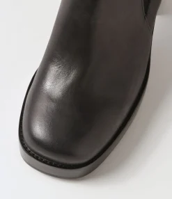 Hot Midas Shoes Dariah Black Leather Elastic Chelsea Boots