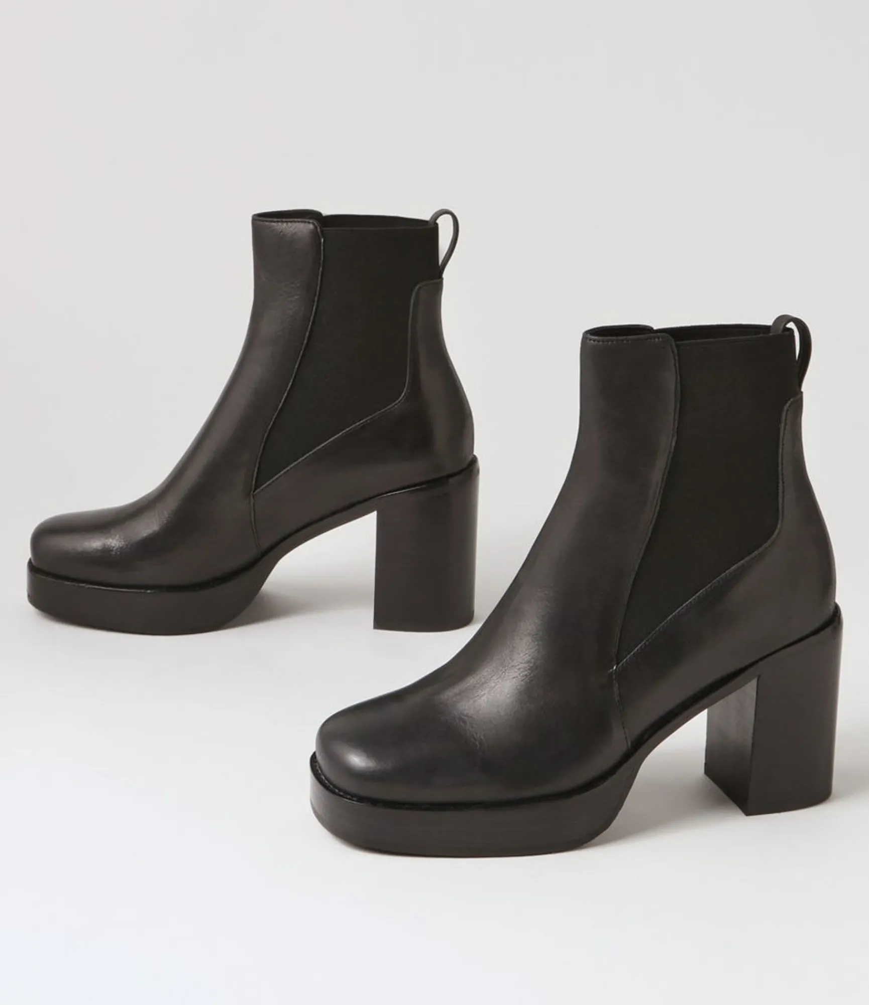 Hot Midas Shoes Dariah Black Leather Elastic Chelsea Boots
