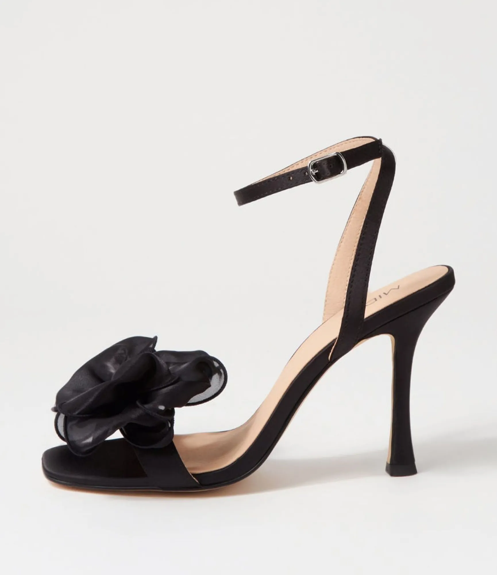 Hot Midas Shoes Darris Black Satin Heels