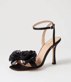 Hot Midas Shoes Darris Black Satin Heels