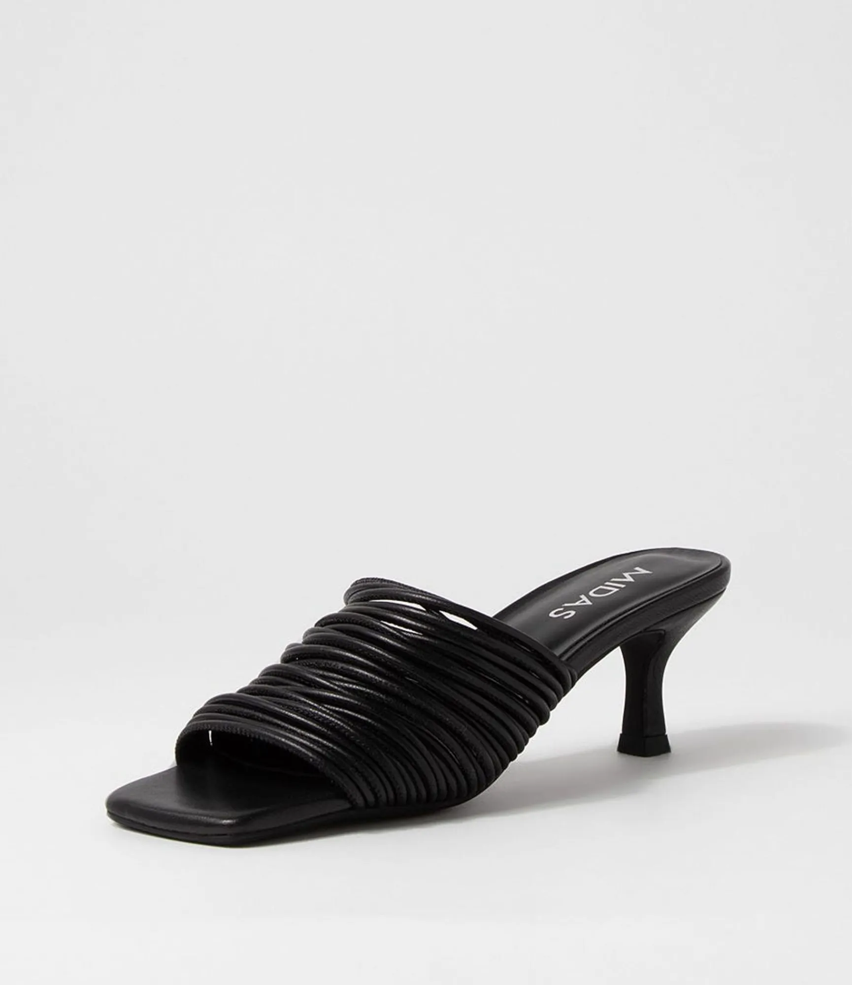 Store Midas Shoes Dellah Black Leather Slides