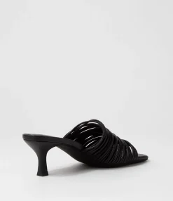 Store Midas Shoes Dellah Black Leather Slides