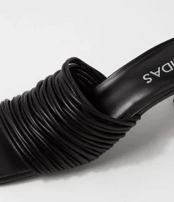 Store Midas Shoes Dellah Black Leather Slides