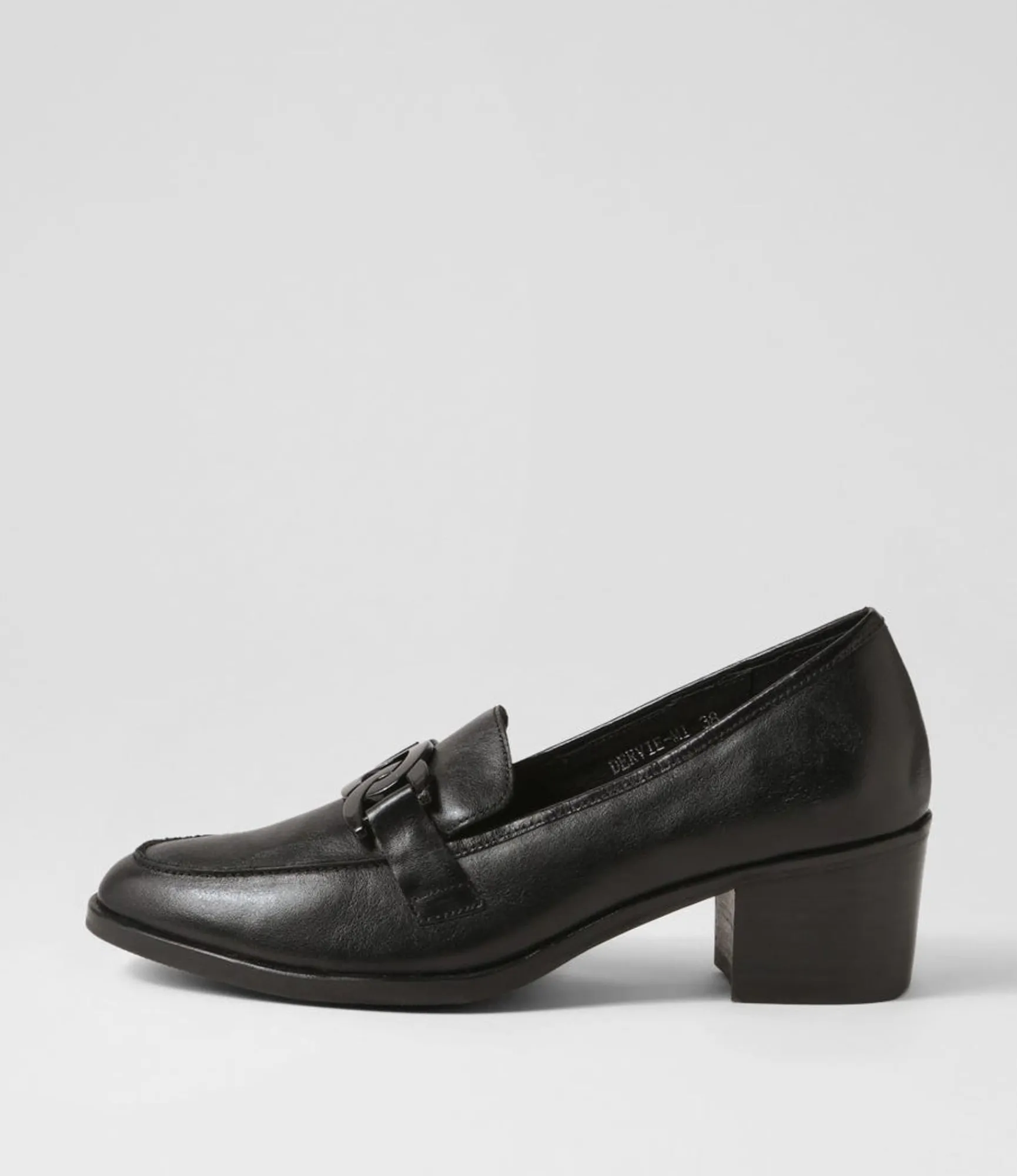 Store Midas Shoes Dervie Black Leather Heels