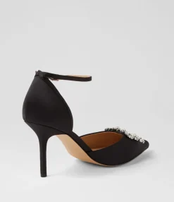 Store Midas Shoes Diarmond Black Satin Heels