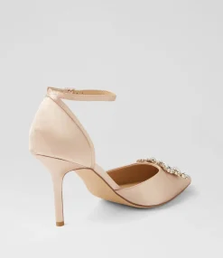 Hot Midas Shoes Diarmond Nude Satin Heels
