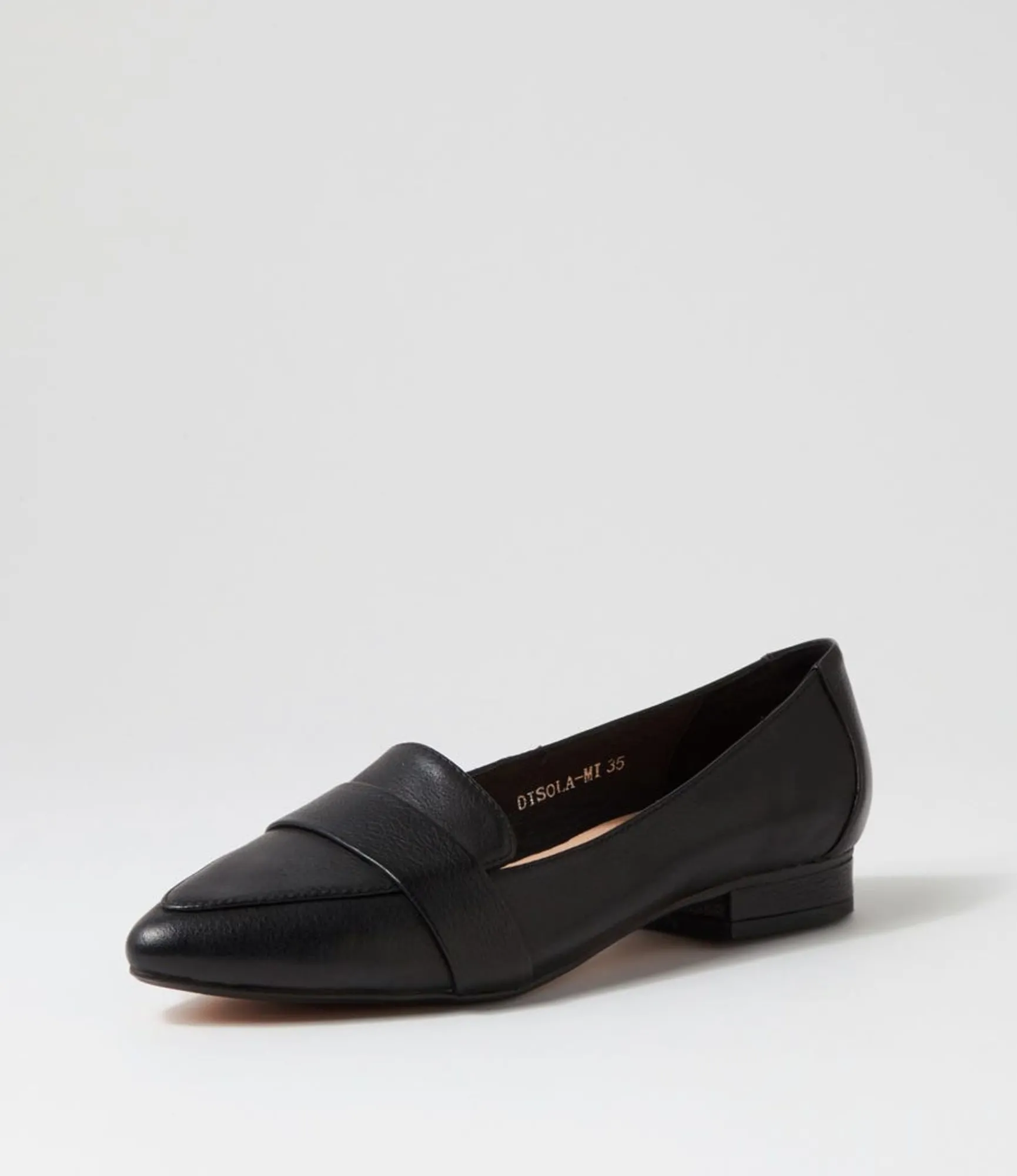 Shop Midas Shoes Disola Black Leather Flat Shoes