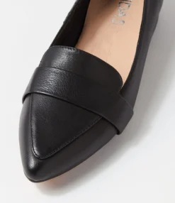 Shop Midas Shoes Disola Black Leather Flat Shoes