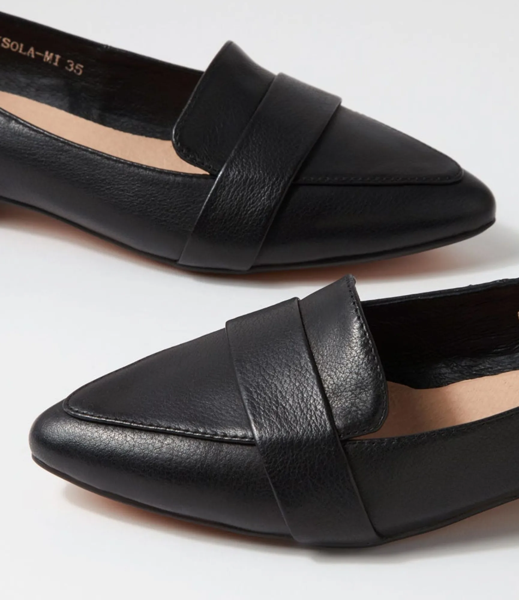 Shop Midas Shoes Disola Black Leather Flat Shoes