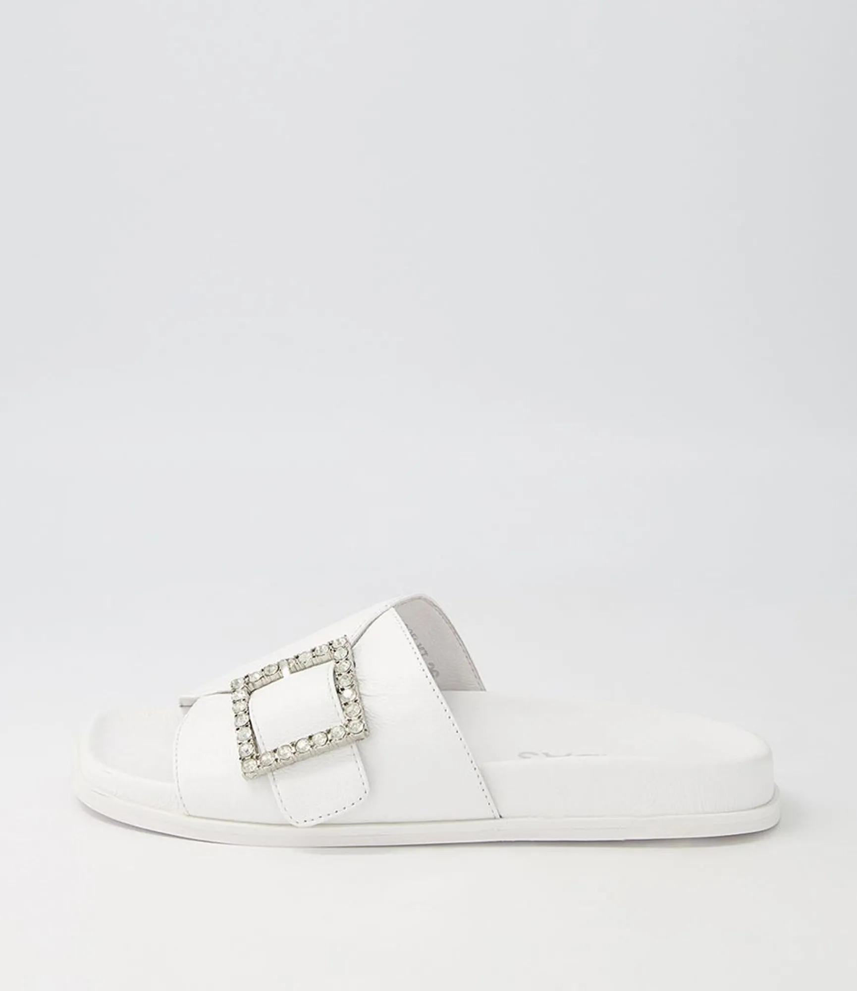 Best Midas Shoes Doe White Leather Slides
