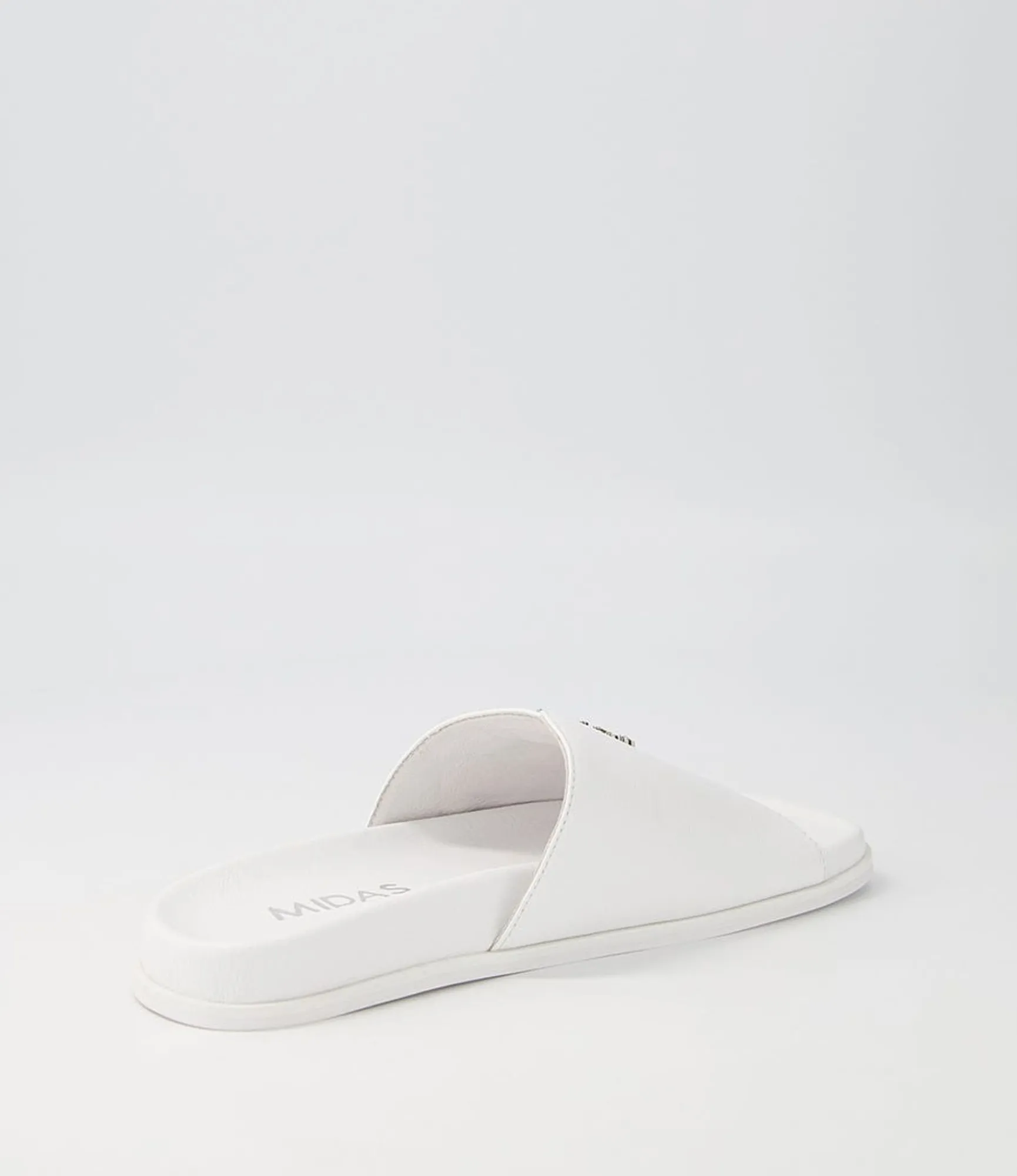 Best Midas Shoes Doe White Leather Slides