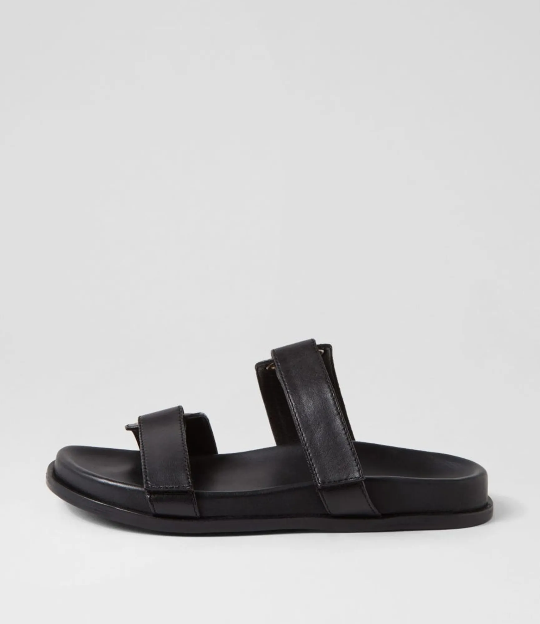 Shop Midas Shoes Domino Black Leather Slides