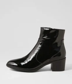 Discount Midas Shoes Dores Black Patent Leather Ankle Boots