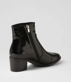 Discount Midas Shoes Dores Black Patent Leather Ankle Boots