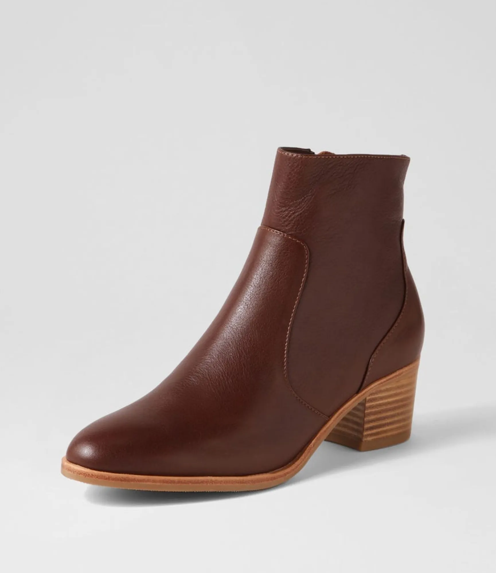 Outlet Midas Shoes Dores Cognac Natural Heel Leather Ankle Boots