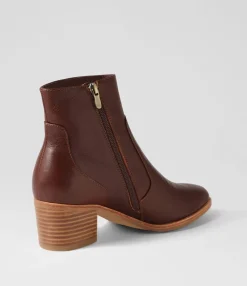 Outlet Midas Shoes Dores Cognac Natural Heel Leather Ankle Boots