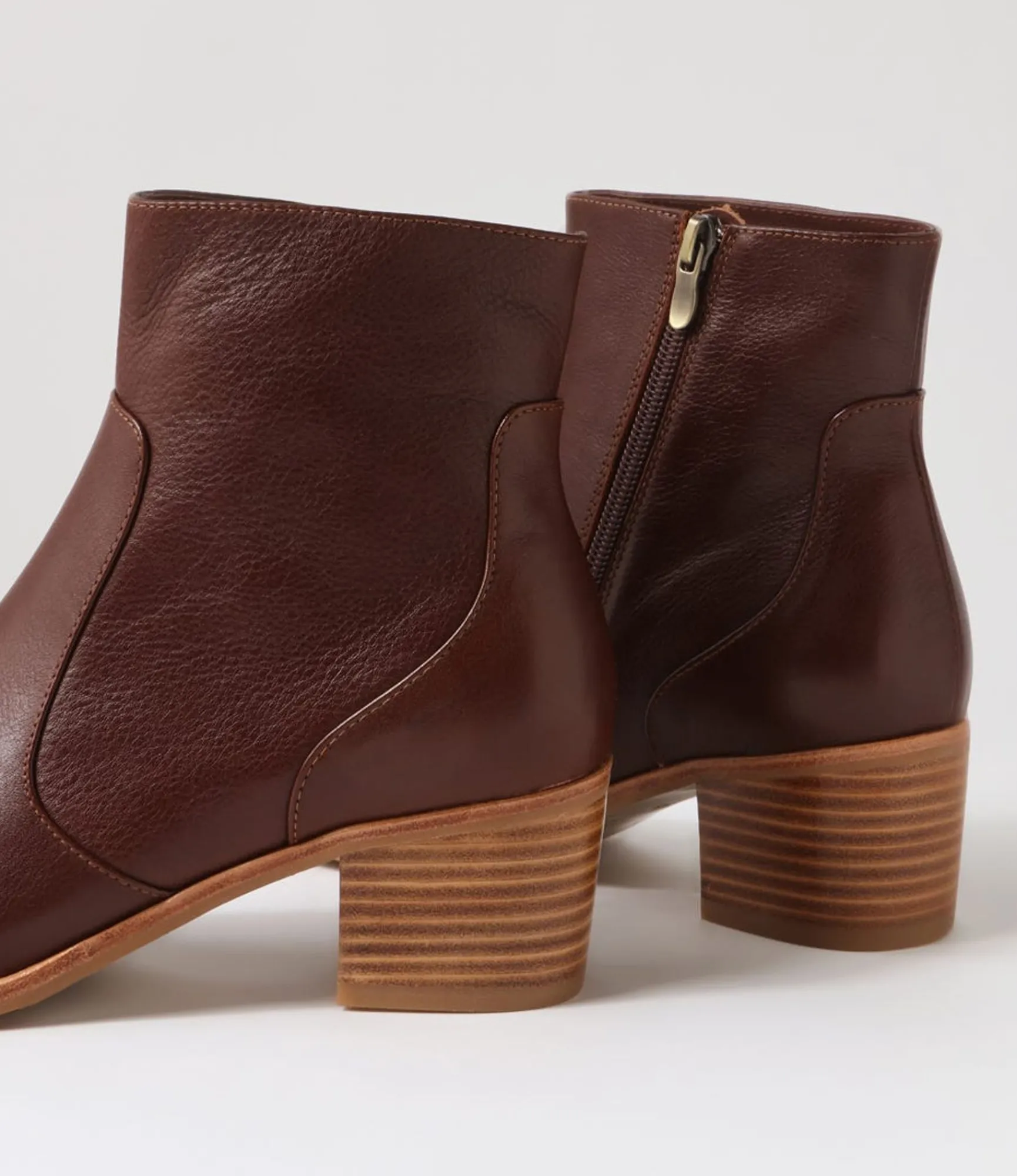 Outlet Midas Shoes Dores Cognac Natural Heel Leather Ankle Boots