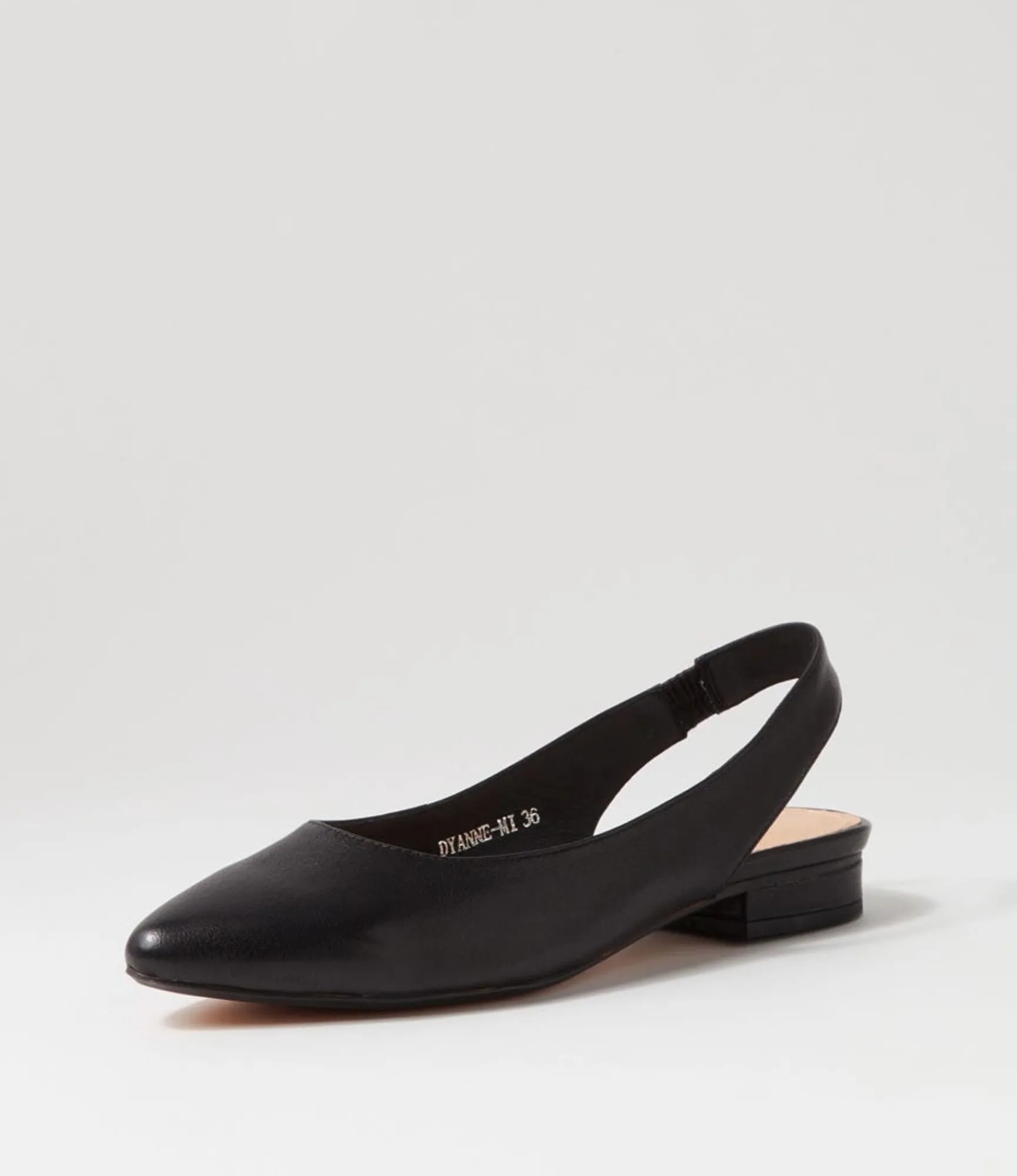 Store Midas Shoes Dyanne Black Leather Flat Shoes