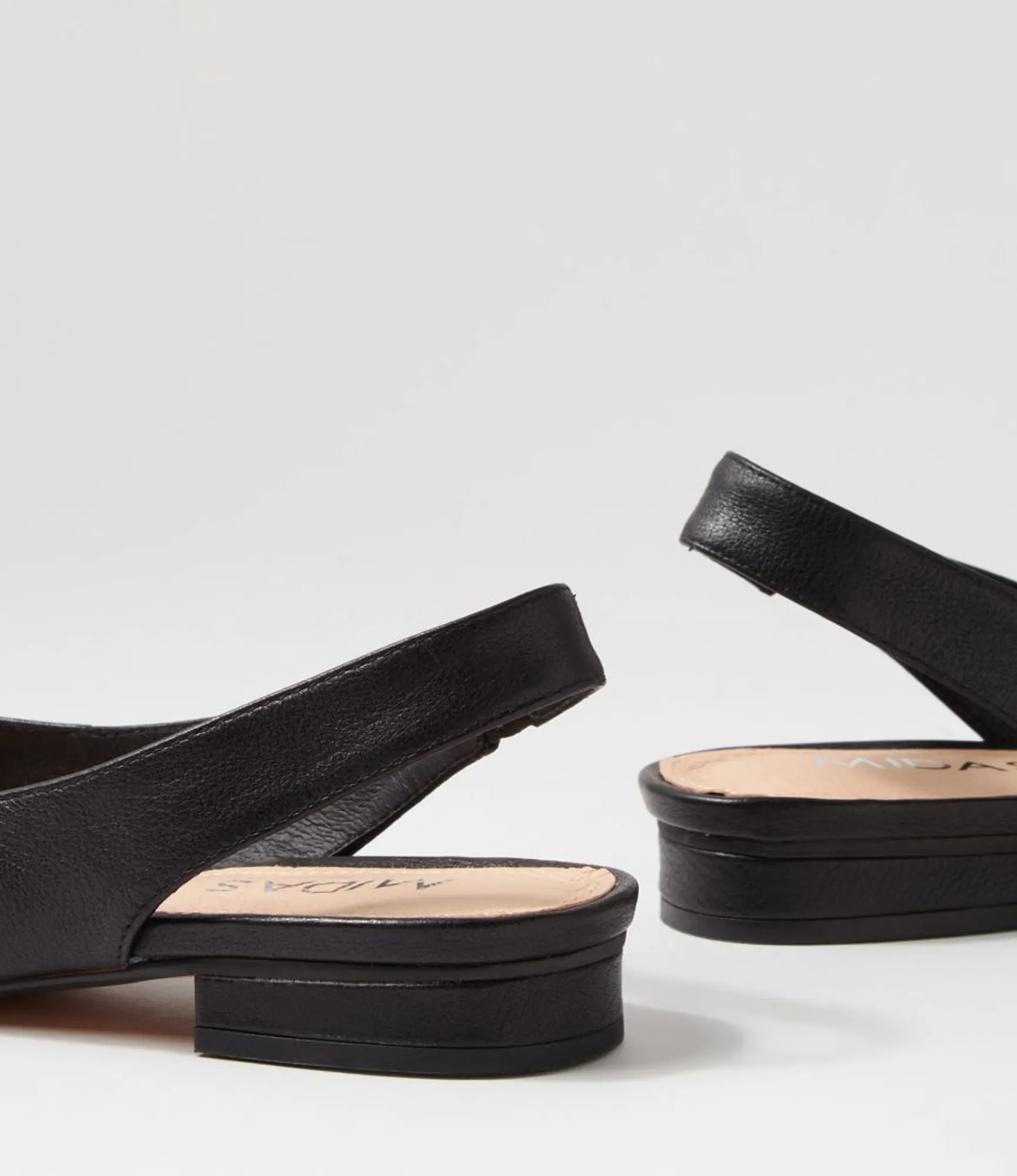 Store Midas Shoes Dyanne Black Leather Flat Shoes
