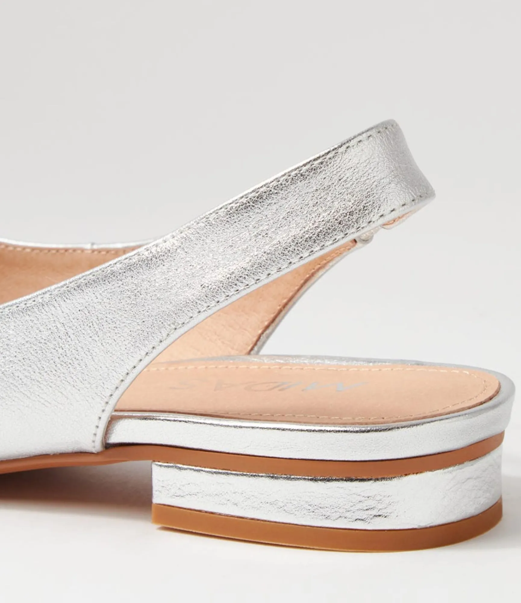 Cheap Midas Shoes Dyanne Silver Leather Flat Shoes