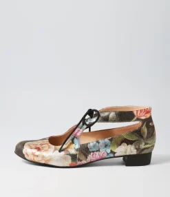 New Midas Shoes Earing Vintage Metal Floral Leather Heels