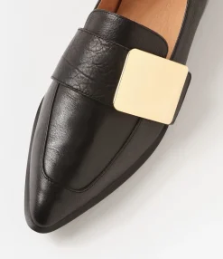 Outlet Midas Shoes Easey Black Gold Leather Loafers